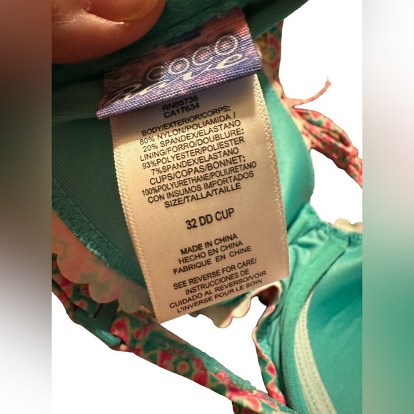 Coco Rave Women’s Bikini 2 Piece Swimsuit Neon 32DD XL - Picture 8 of 10